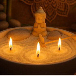 JARDÍN ZEN CON VELAS – Kit de Terapia, Meditación y Decoración Artesanal
